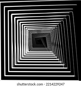 tunnel background.glowing square frame background.Geometric square frame pattern.Luminous square tunnel dimension illustration.Retro abstract background.Center extended square frame.