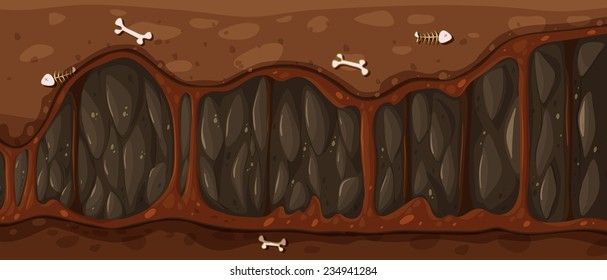 A tunnel with bones