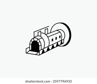 tunnel boring machine tbm vector art black color illustration design