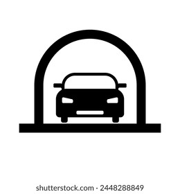 Tunnel and car silhouette icon. Vector.