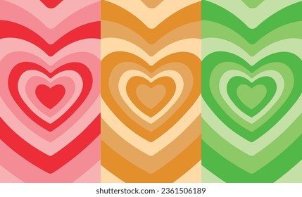 Tunnel of colorful concentrik hearts, vector for t shirt graphics, card, poster, wall art, sticker, cover designs