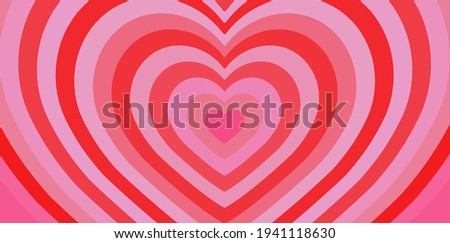 Tunnel of Concentric hearts. Romantic cute background.