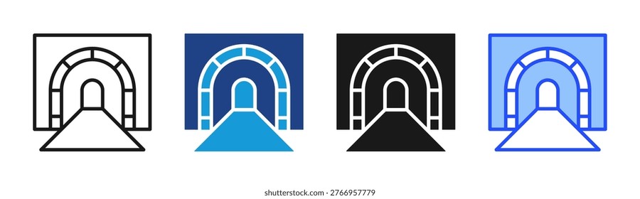 Tunnel Construction icon set multiple style collection