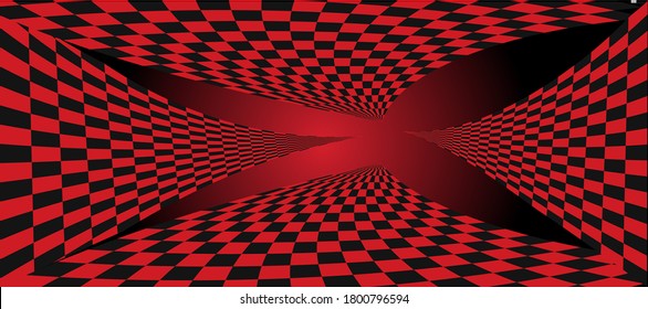 Tunnel. Digital wireframe tunnel. 3D tunnel grid. Background abstract vector image