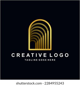 tunnel door logo with luxury line in golden color concept