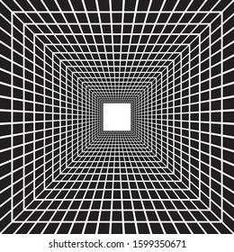 Tunnel drawing of square pixels vector