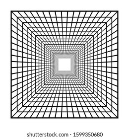 Tunnel drawing of square pixels vector