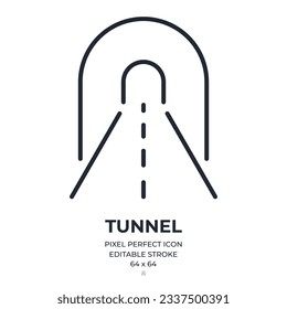 Tunnel editable stroke outline icon isolated on white background flat vector illustration. Pixel perfect. 64 x 64.