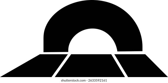 Entrada do túnel Assinar ícone de linha fina, vetor, pixel perfeito, em ponte de automóvel de estilo diferente. para web Estrada vazia moderna da estrada com pictograma do túnel dentro isolado no fundo transparente.