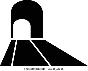 Entrada do túnel Assinar ícone de linha fina, vetor, pixel perfeito, em ponte de automóvel de estilo diferente. para web Estrada vazia moderna da estrada com pictograma do túnel dentro isolado no fundo transparente.
