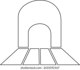Entrada do túnel Assinar ícone de linha fina, vetor, pixel perfeito, em ponte de automóvel de estilo diferente. para web Estrada vazia moderna da estrada com pictograma do túnel dentro isolado no fundo transparente.