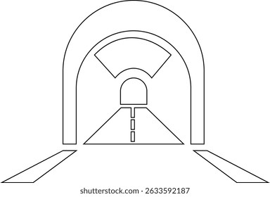 Tunnel Entrance Sign thin line icon , vector, pixel perfect, in different style automobile bridge. for web Modern empty highway of road with tunnel pictogram inside isolated on transparent background.