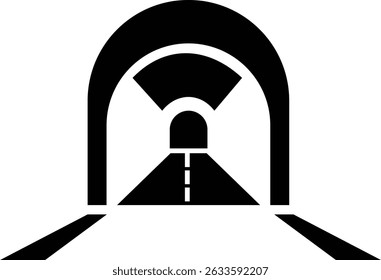 Entrada do túnel Assinar ícone de linha fina, vetor, pixel perfeito, em ponte de automóvel de estilo diferente. para web Estrada vazia moderna da estrada com pictograma do túnel dentro isolado no fundo transparente.
