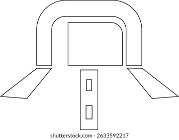 Entrada do túnel Assinar ícone de linha fina, vetor, pixel perfeito, em ponte de automóvel de estilo diferente. para web Estrada vazia moderna da estrada com pictograma do túnel dentro isolado no fundo transparente.