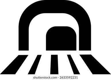 Entrada do túnel Assinar ícone de linha fina, vetor, pixel perfeito, em ponte de automóvel de estilo diferente. para web Estrada vazia moderna da estrada com pictograma do túnel dentro isolado no fundo transparente.