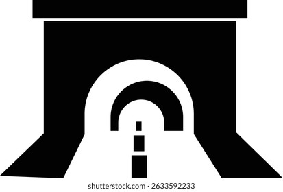 Entrada do túnel Assinar ícone de linha fina, vetor, pixel perfeito, em ponte de automóvel de estilo diferente. para web Estrada vazia moderna da estrada com pictograma do túnel dentro isolado no fundo transparente.