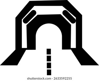 Entrada do túnel Assinar ícone de linha fina, vetor, pixel perfeito, em ponte de automóvel de estilo diferente. para web Estrada vazia moderna da estrada com pictograma do túnel dentro isolado no fundo transparente.