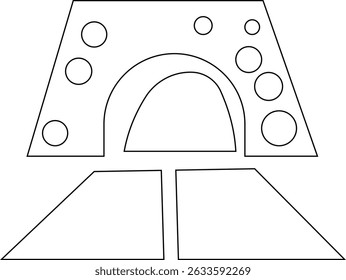 Entrada do túnel Assinar ícone de linha fina, vetor, pixel perfeito, em ponte de automóvel de estilo diferente. para web Estrada vazia moderna da estrada com pictograma do túnel dentro isolado no fundo transparente.