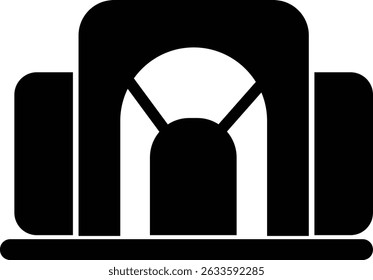 Entrada do túnel Assinar ícone de linha fina, vetor, pixel perfeito, em ponte de automóvel de estilo diferente. para web Estrada vazia moderna da estrada com pictograma do túnel dentro isolado no fundo transparente.