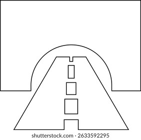 Entrada do túnel Assinar ícone de linha fina, vetor, pixel perfeito, em ponte de automóvel de estilo diferente. para web Estrada vazia moderna da estrada com pictograma do túnel dentro isolado no fundo transparente.