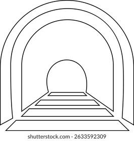 Entrada do túnel Assinar ícone de linha fina, vetor, pixel perfeito, em ponte de automóvel de estilo diferente. para web Estrada vazia moderna da estrada com pictograma do túnel dentro isolado no fundo transparente.
