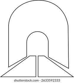 Entrada do túnel Assinar ícone de linha fina, vetor, pixel perfeito, em ponte de automóvel de estilo diferente. para web Estrada vazia moderna da estrada com pictograma do túnel dentro isolado no fundo transparente.