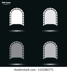 Tunnel flat grayscale vector icon. Entrance illustration.