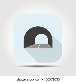 tunnel flat icon with long shadow, vector illustration