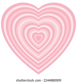 Tunnel in the form of hearts. Heart icon in soft pink colors.