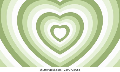 Tunnel of green hearts. On-trend background in verdant hues. St. Valentine's Day. Vector illustration