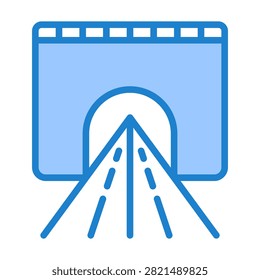 Tunnel Icon With Blue Color For Construction Management and Building Industry
