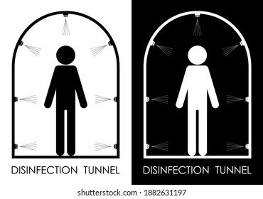 tunnel icon for disinfection and treatment of person in biological hazard. Fight against viruses and dacteria. Preventing the spread of disease. Vector