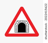 Tunnel icon on a triangular road sign.