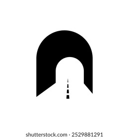 Tunnel-Symbol Vektor, Vektor flach schwarz solide Illustration für Web und App..eps