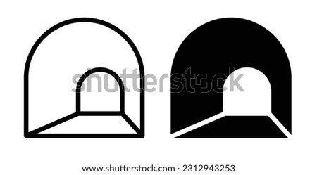 Tunnel icon vector. highway road tunnel entrance road sign. railway, rail, or train Tunnel symbol. 