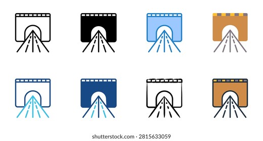 Tunnel icons set multiple style collection. Editable stroke 