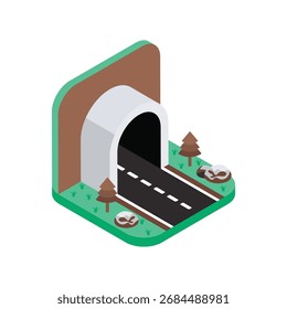 Tunnel Isometric vector Style  Illustration 