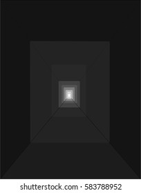 The tunnel, the light at the end, the prospect, dark colors, the background vector