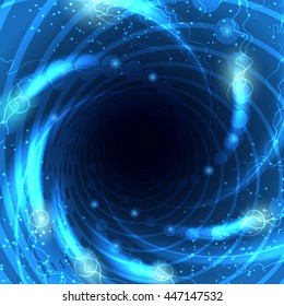 Tunnel lights or vortex glow blue vector illustration