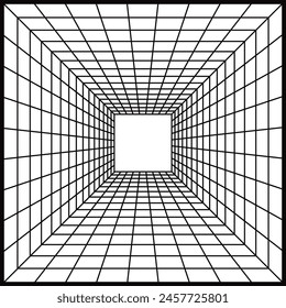 tunnel line depth illusion art depth 3d. box design elements for ID cards, presentations, and others. Optical illusion design elements. diaphragm depth vector drawing.