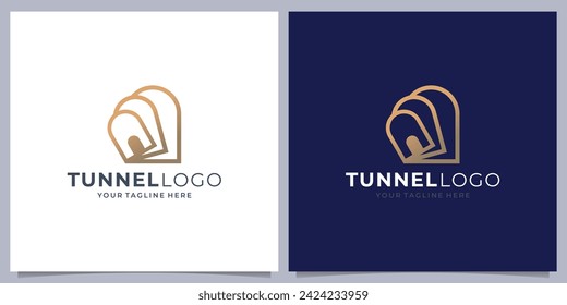 Tunnel Logo Template, Simple flat Icon with geometric shapes. Branding identity for Construction, Tunnel, Subway, Underground,