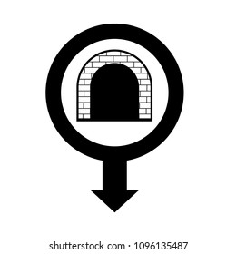tunnel and map pointer. Tunnel here vector illustration
