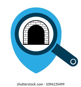 tunnel and map pointer. Tunnel here vector illustration