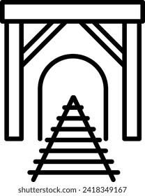 Tunnelbergbau-Symbol mit schwarzem Umriss. Tunnel, Hintergrund, Licht, Abstrakte, Technologie, futuristisch, perspektivisch. Vektorgrafik