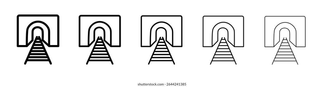 Tunnel mineração ícone da indústria delineamento fino logotipo marca definida