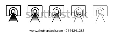 Tunnel mining industry icon thin outline logo mark set