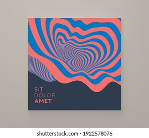 Tunnel. Optical illusion. Abstract striped background. 3D vector illustration.