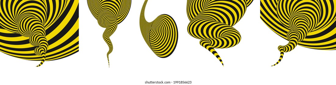 Tunnel. Optical illusion. Abstract striped background. 3D vector illustration.