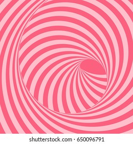 Tunnel. Optical illusion. Abstract striped background. 3D vector illustration.