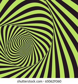 Tunnel. Optische Illusion. Abstrakter, gestreifter Hintergrund. 3D-Vektorgrafik.